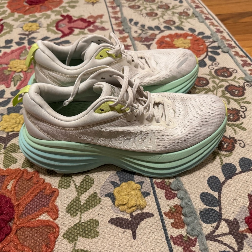 Hoka Women's White and Mint Athletic Shoes - Picture 3 of 11